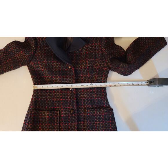LUCA LUCA Size 44 EUR 100% WOOL Navy Blue Italian Tweed Ladies Blazer Size 8 US - Picture 6 of 11